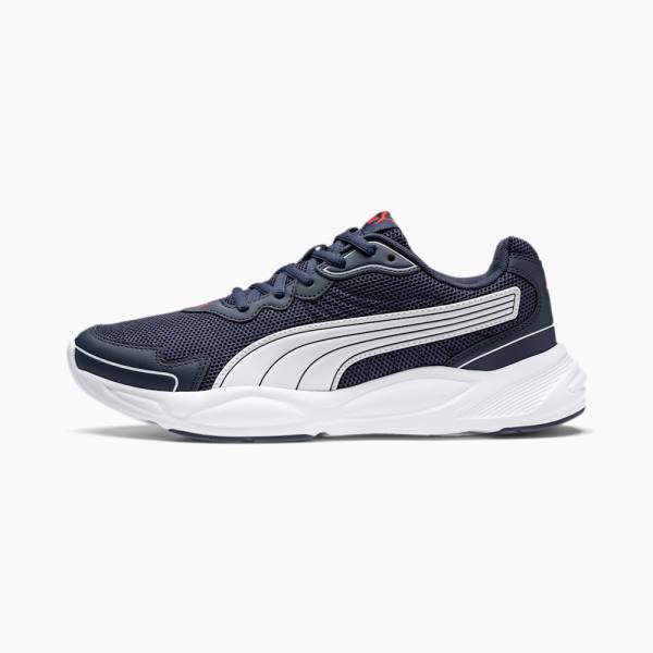 Puma 90s Runner Nu Wave Férfi Tornacipő Sötétkék Fehér Piros | HU45511