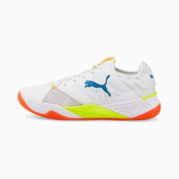 Puma Accelerate Turbo Nitro Férfi Kézilabda Cipő Fehér Kék Sárga Narancssárga | HU32109