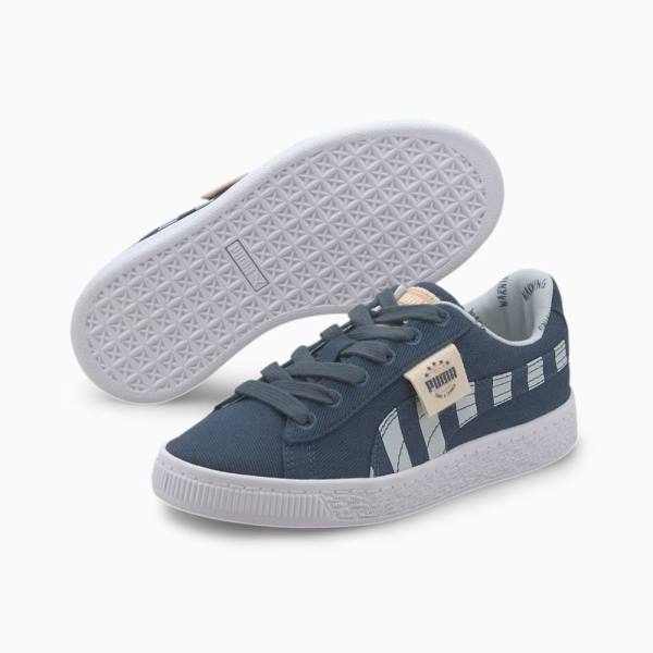 Puma Basket Vászon T4C Fiú Tornacipő Kék Szürke | HU80372