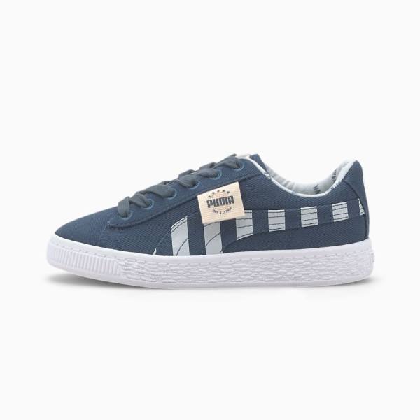 Puma Basket Vászon T4C Fiú Tornacipő Kék Szürke | HU80372