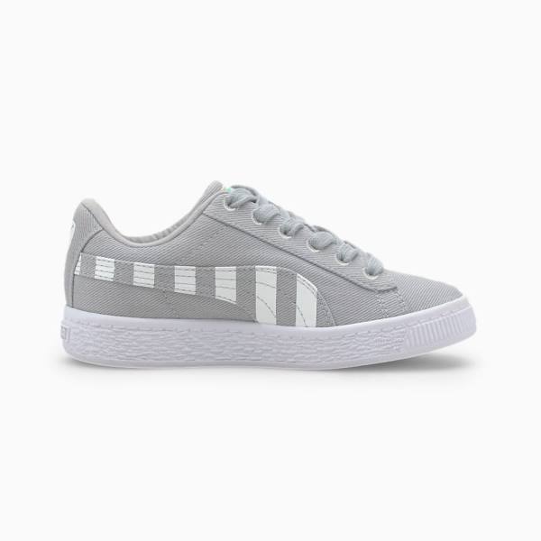 Puma Basket Vászon T4C Fiú Tornacipő Zöld Szürke | HU30632