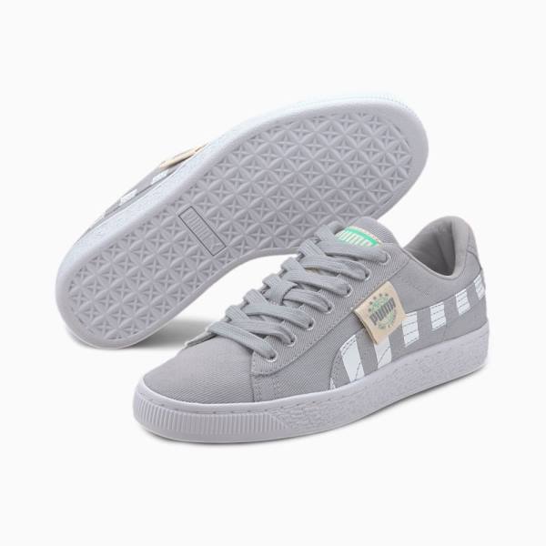 Puma Basket Vászon T4C Youth Fiú Tornacipő Zöld Szürke | HU43428