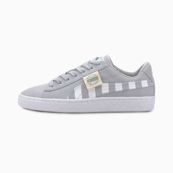 Puma Basket Vászon T4C Youth Fiú Tornacipő Zöld Szürke | HU43428