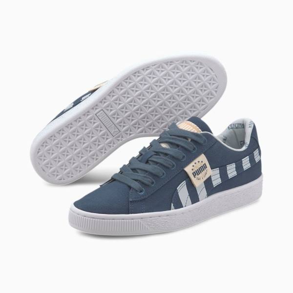 Puma Basket Vászon T4C Youth Fiú Tornacipő Kék Szürke | HU72030