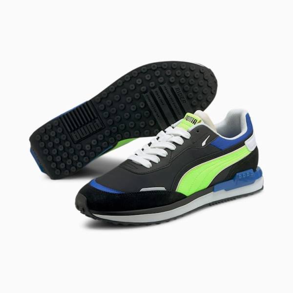 Puma City Rider Electric Férfi Tornacipő Fekete Zöld | HU08005