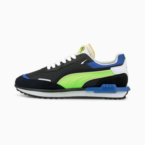 Puma City Rider Electric Férfi Tornacipő Fekete Zöld | HU08005