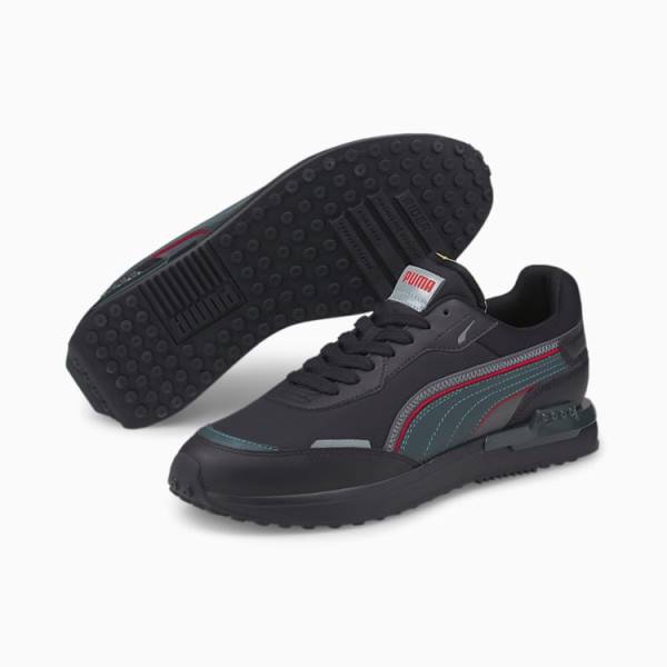 Puma City Rider Ripstop Férfi Tornacipő Fekete Zöld Piros | HU89434