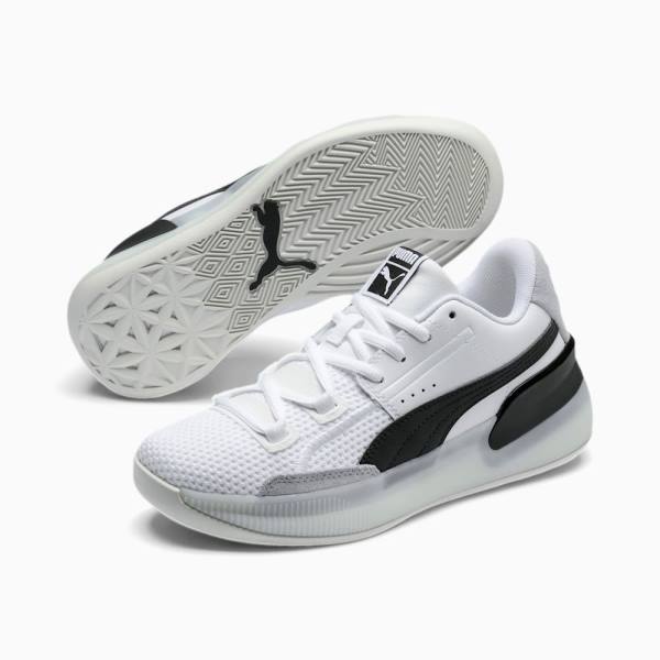 Puma Clyde Hardwood Youth Fiú Kosárlabda Cipő Fehér Fekete | HU63100