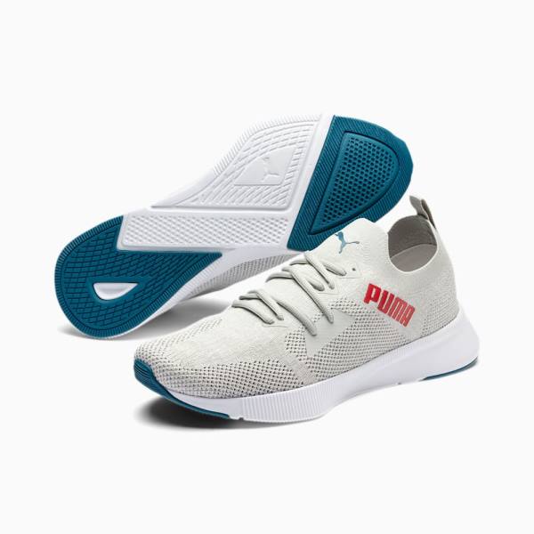 Puma Flyer Runner Engineered Knit Férfi Futócipő Szürke Fehér Piros | HU14363