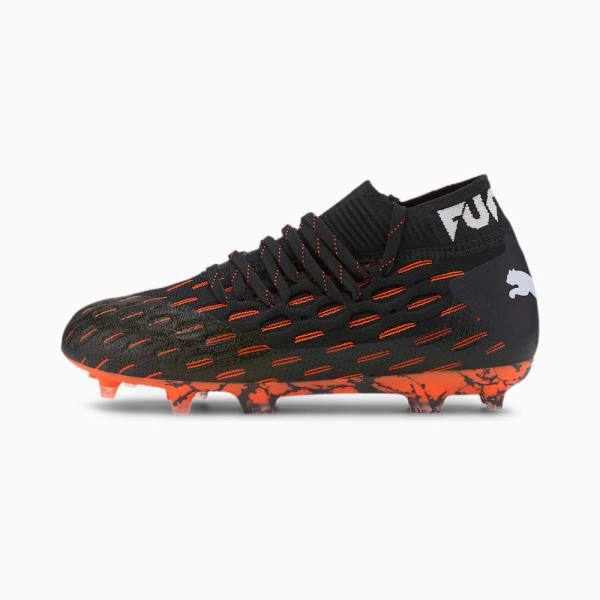 Puma Future 6.1 NETFIT FG/AG Youth Fiú Focicipő Fekete Fehér Narancssárga | HU43992