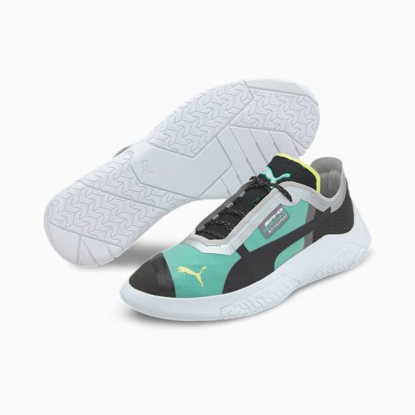 Puma Mercedes Replicat-X Férfi Motorsport Cipő Fekete Fehér Zöld | HU06378