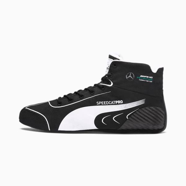 Puma Mercedes SpeedCat Pro Valtteri Bottas Férfi Motorsport Cipő Fekete Fehér | HU10909