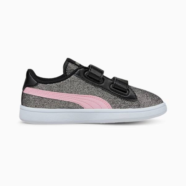 Puma PUMA Smash v2 Glitz Glam Lány Tornacipő Fekete Rózsaszín | HU40222