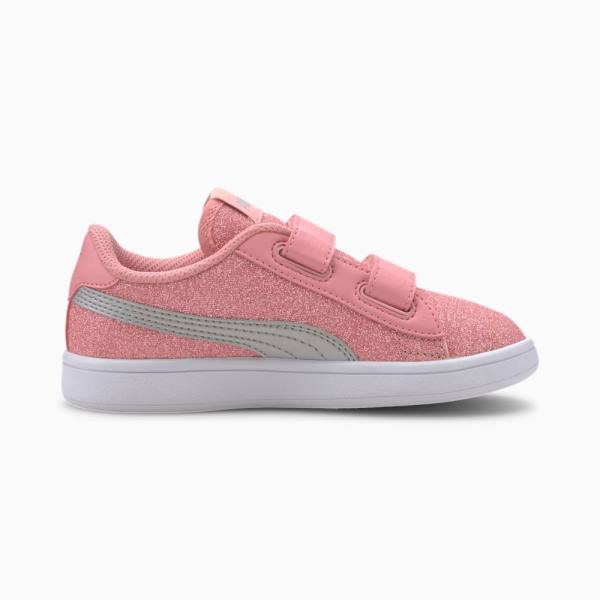 Puma PUMA Smash v2 Glitz Glam Lány Tornacipő Rózsaszín Titán Fehér | HU59829