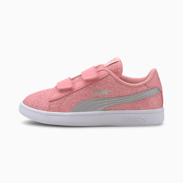 Puma PUMA Smash v2 Glitz Glam Lány Tornacipő Rózsaszín Titán Fehér | HU59829