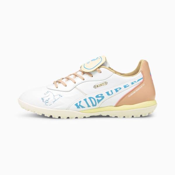 Puma PUMA xSUPER King Super TT Férfi Focicipő Fehér Sárga Rózsaszín Kék | HU54158