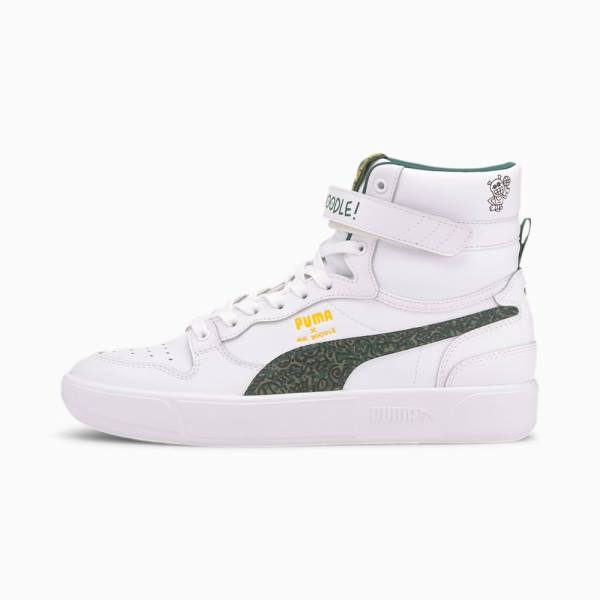 Puma PUMA x MR DOODLE Sky LX Mid Top Trainer Női Tornacipő Fehér Zöld Fekete | HU69617