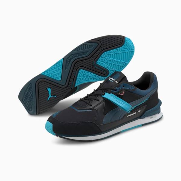 Puma Porsche Legacy Low Racer Férfi Motorsport Cipő Fekete Kék Fehér | HU98469