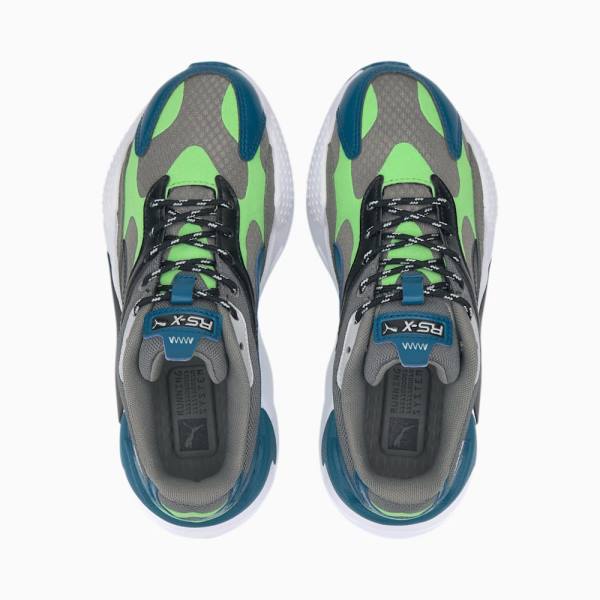 Puma RS-X3 City Attack Youth Fiú Tornacipő Szürke Zöld | HU61940