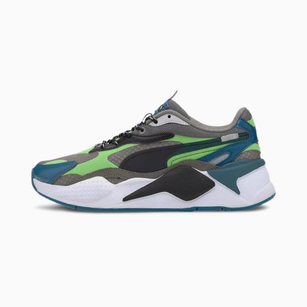 Puma RS-X3 City Attack Youth Fiú Tornacipő Szürke Zöld | HU61940