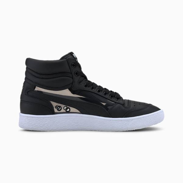 Puma Ralph Sampson Mid Glass Férfi Tornacipő Fekete Fehér | HU16834