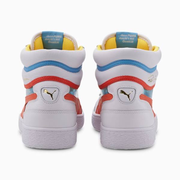 Puma Ralph Sampson Mid Glass Férfi Tornacipő Fehér Korall Kék | HU57039