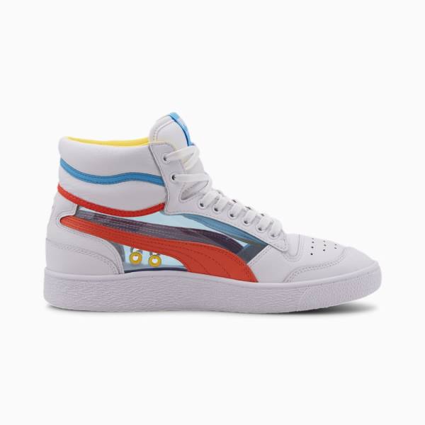 Puma Ralph Sampson Mid Glass Férfi Tornacipő Fehér Korall Kék | HU57039