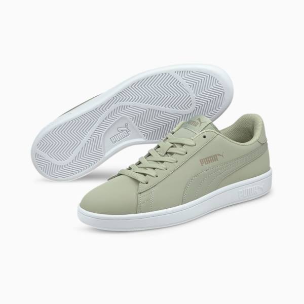 Puma Smash v2 Buck Női Tornacipő Zöld Szürke Fehér | HU89565