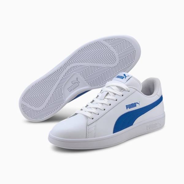 Puma Smash v2 Bőr Férfi Tornacipő Fehér Kék | HU34339