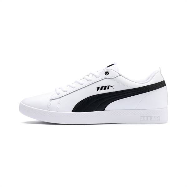 Puma Smash v2 Bőr Női Tornacipő Fehér Fekete | HU41400