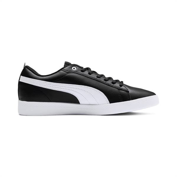 Puma Smash v2 Bőr Női Tornacipő Fekete Fehér | HU08771