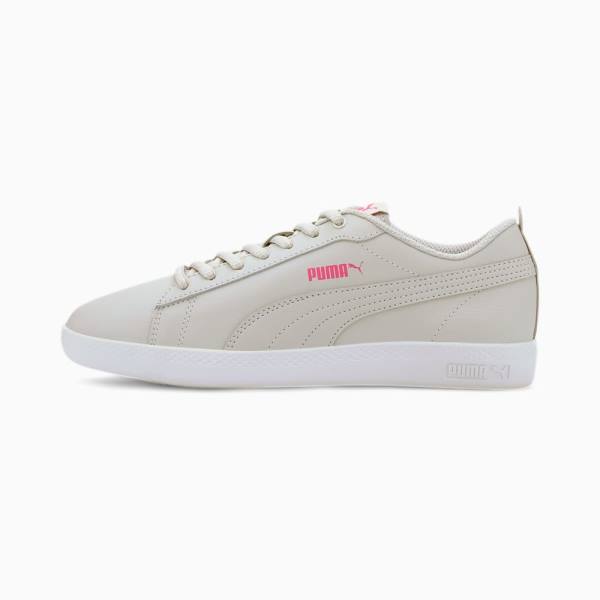 Puma Smash v2 Bőr Női Tornacipő Szürke Rózsaszín | HU30166