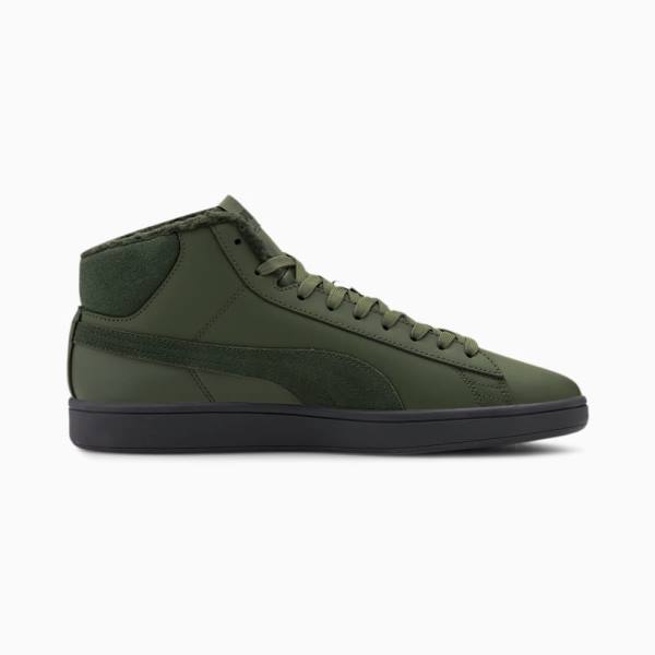 Puma Smash v2 Mid Winterized Bőr High Tops Férfi Téli Cipő Zöld Kék Szürke | HU38293