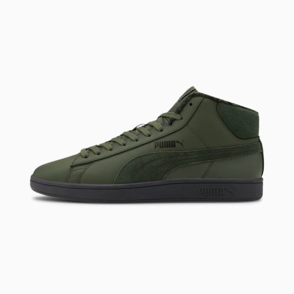 Puma Smash v2 Mid Winterized Bőr High Tops Női Tornacipő Zöld Kék Szürke | HU89802