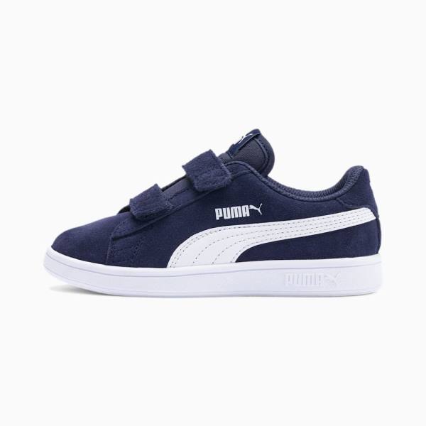 Puma Smash v2 Suede Fiú Tornacipő Sötétkék Fehér | HU89930