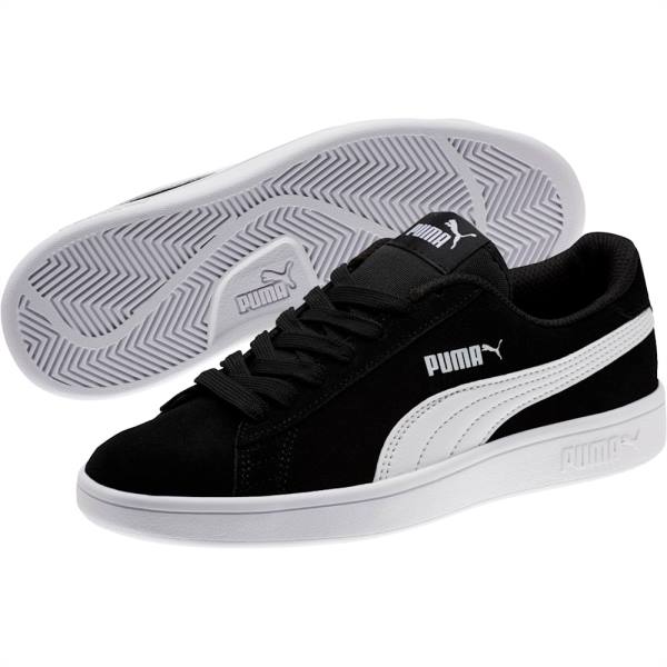 Puma Smash v2 Suede Jr Lány Tornacipő Fekete Fehér | HU37275