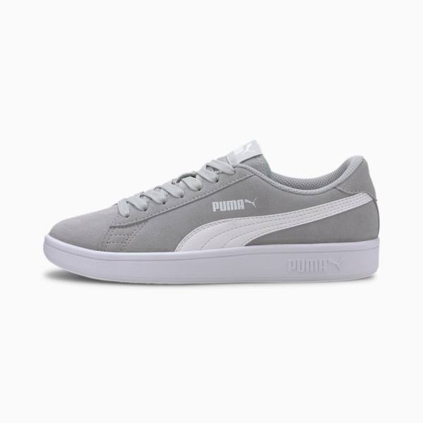 Puma Smash v2 Suede Jr Lány Tornacipő Fehér Szürke | HU87343