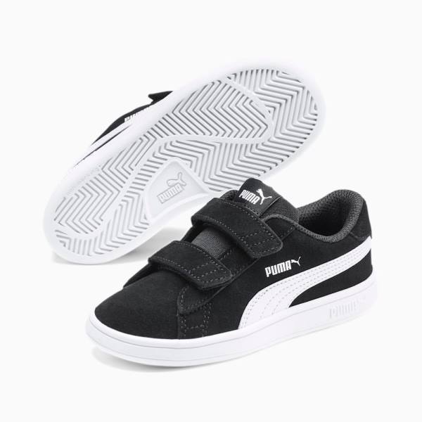 Puma Smash v2 Suede Tenisz Fiú Tornacipő Fekete Fehér | HU54098