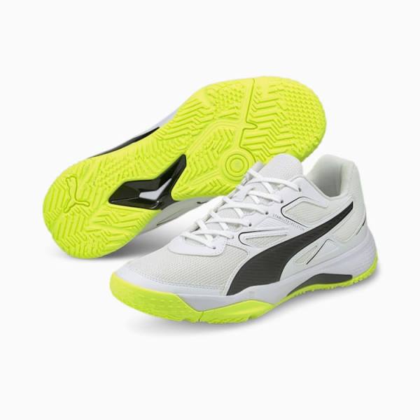 Puma Solarflash Indoor Sports Férfi Kézilabda Cipő Fehér Fekete Sárga | HU26310