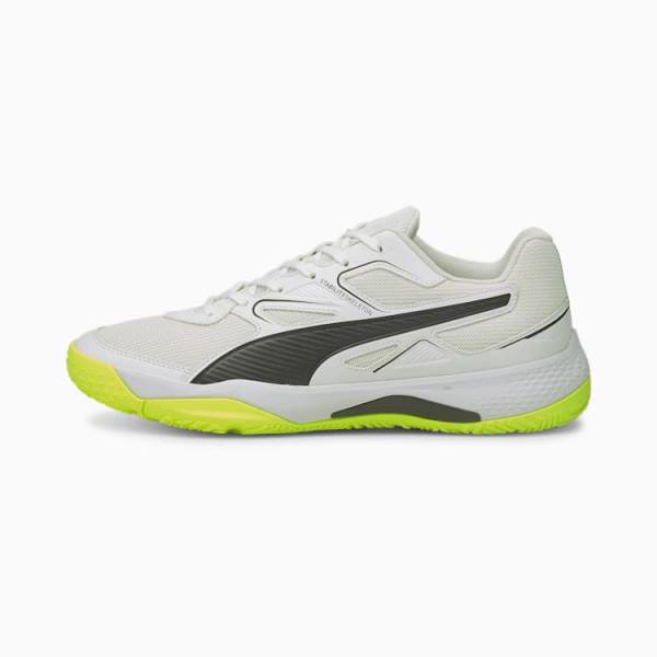 Puma Solarflash Indoor Sports Férfi Kézilabda Cipő Fehér Fekete Sárga | HU26310