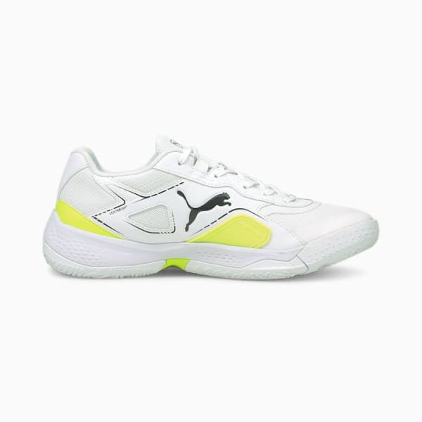 Puma Solarstrike Indoor Sports Férfi Kézilabda Cipő Fehér Fekete Sárga | HU23533