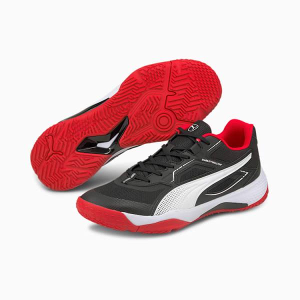 Puma Solarstrike Indoor Sports Férfi Kézilabda Cipő Fekete Piros Fehér | HU62317