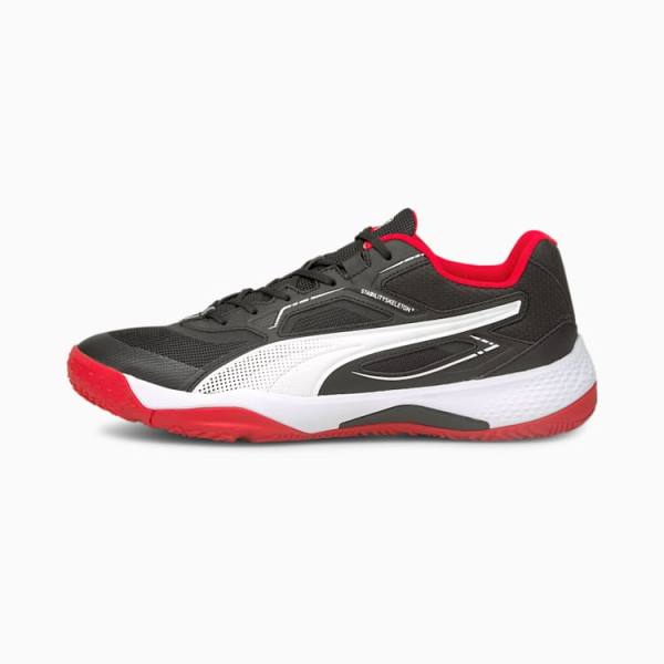 Puma Solarstrike Indoor Sports Férfi Kézilabda Cipő Fekete Piros Fehér | HU62317