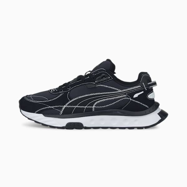 Puma Wild Rider Embroidered Női Tornacipő Fekete Fehér | HU13061