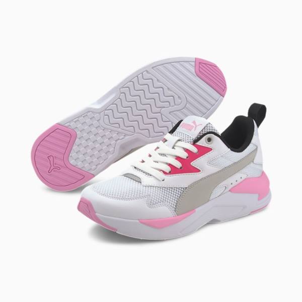 Puma X-Ray Lite Youth Fiú Tornacipő Fehér Szürke Rózsaszín Fekete Titán | HU82071