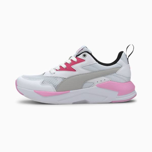 Puma X-Ray Lite Youth Fiú Tornacipő Fehér Szürke Rózsaszín Fekete Titán | HU82071