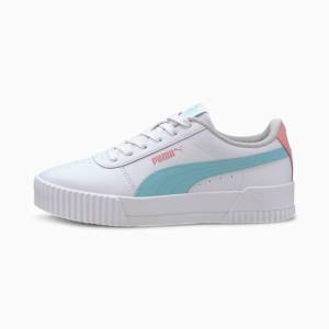 Puma Carina L Youth Lány Tornacipő Fehér Zöld | HU48782