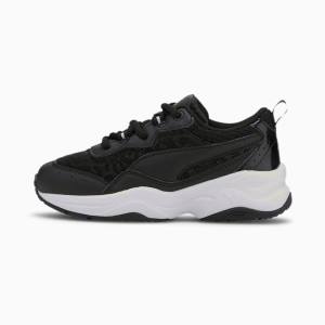 Puma Cilia Mesh Glitter Lány Tornacipő Fekete Fehér Titán | HU27512