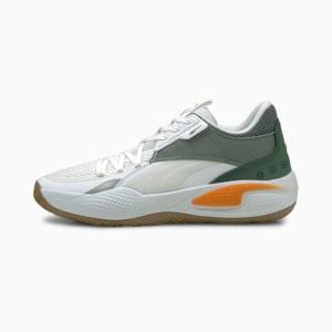 Puma Court Rider Pop Férfi Kosárlabda Cipő Fehér Narancssárga | HU70918