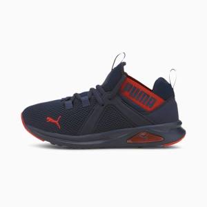 Puma Enzo 2 Weave Youth Fiú Tornacipő Sötétkék Piros | HU91533